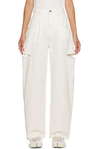 White Cutout Jeans | SSENSE