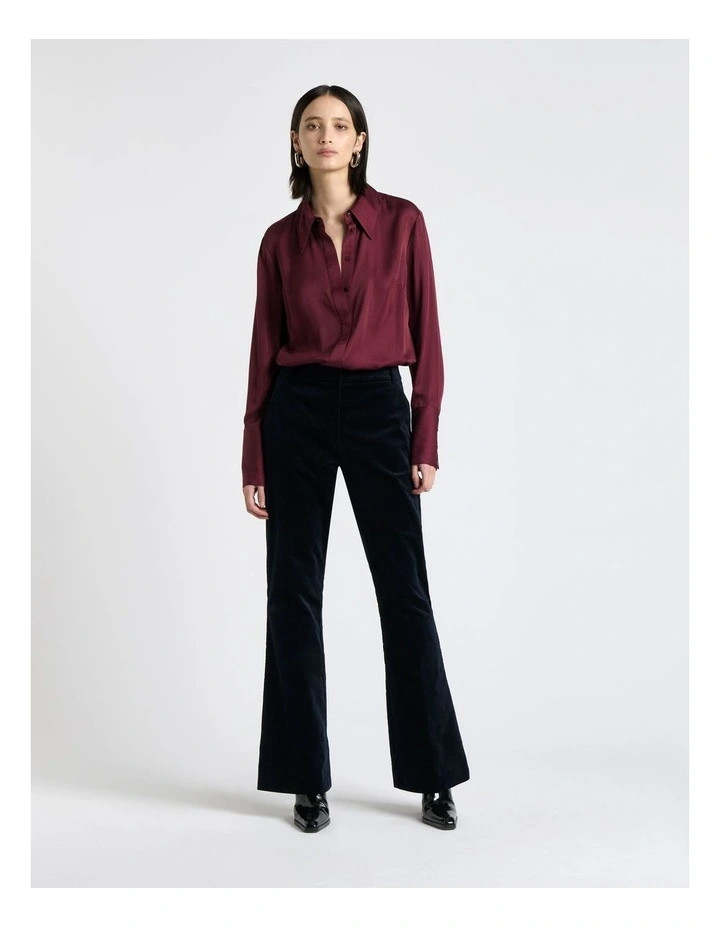 CueViscose Blend Satin Shirt in Wine | Myer