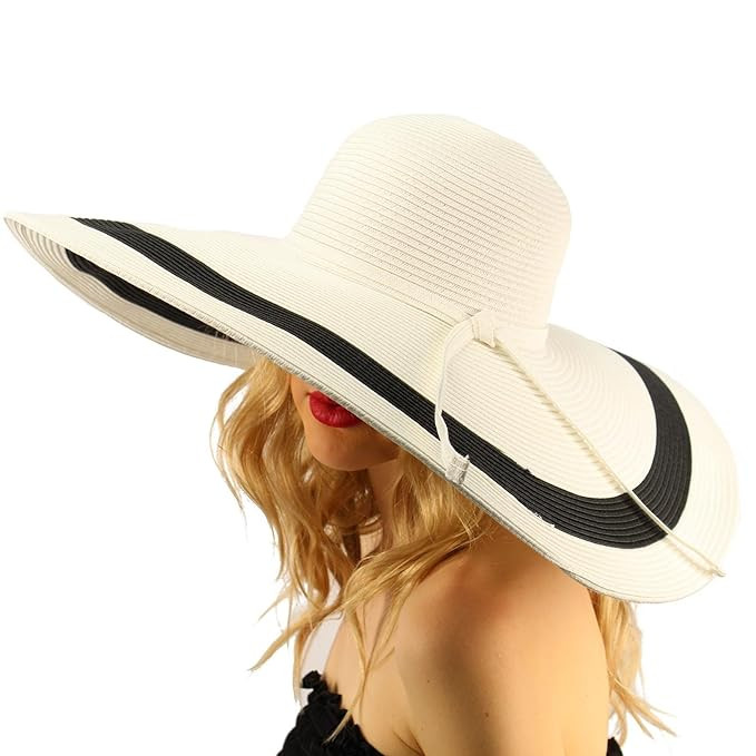 Summer Elegant Derby Big Super Wide Brim 8" Brim Floppy Sun Beach Dress Hat | Amazon (US)