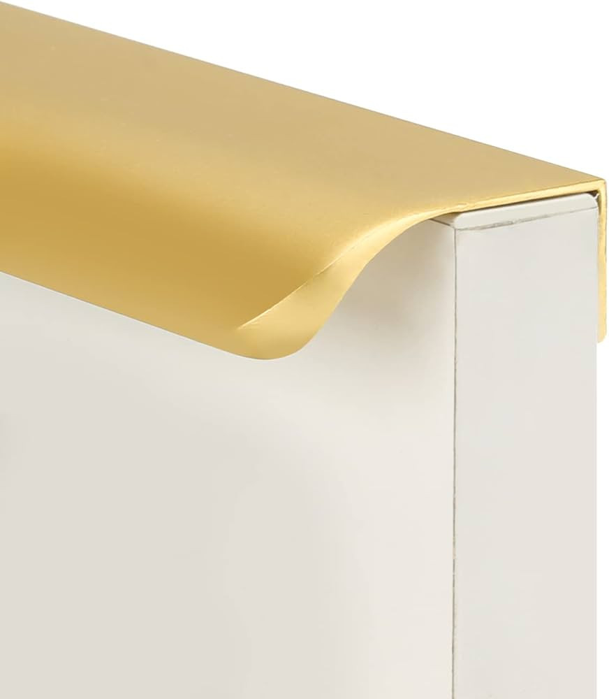 goldenwarm 10 Pack 3 Inch Matte Gold Finger Pulls Cabinet Edge Pulls Brushed Brass Drawer Handles... | Amazon (US)