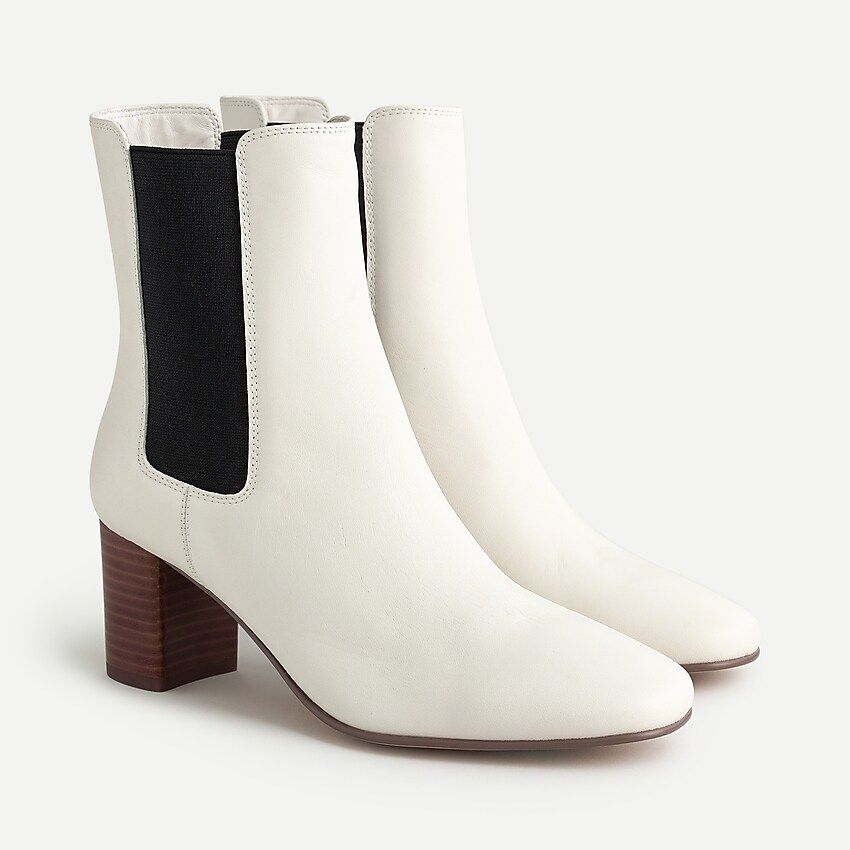 Leather stacked-heel boots | J.Crew US