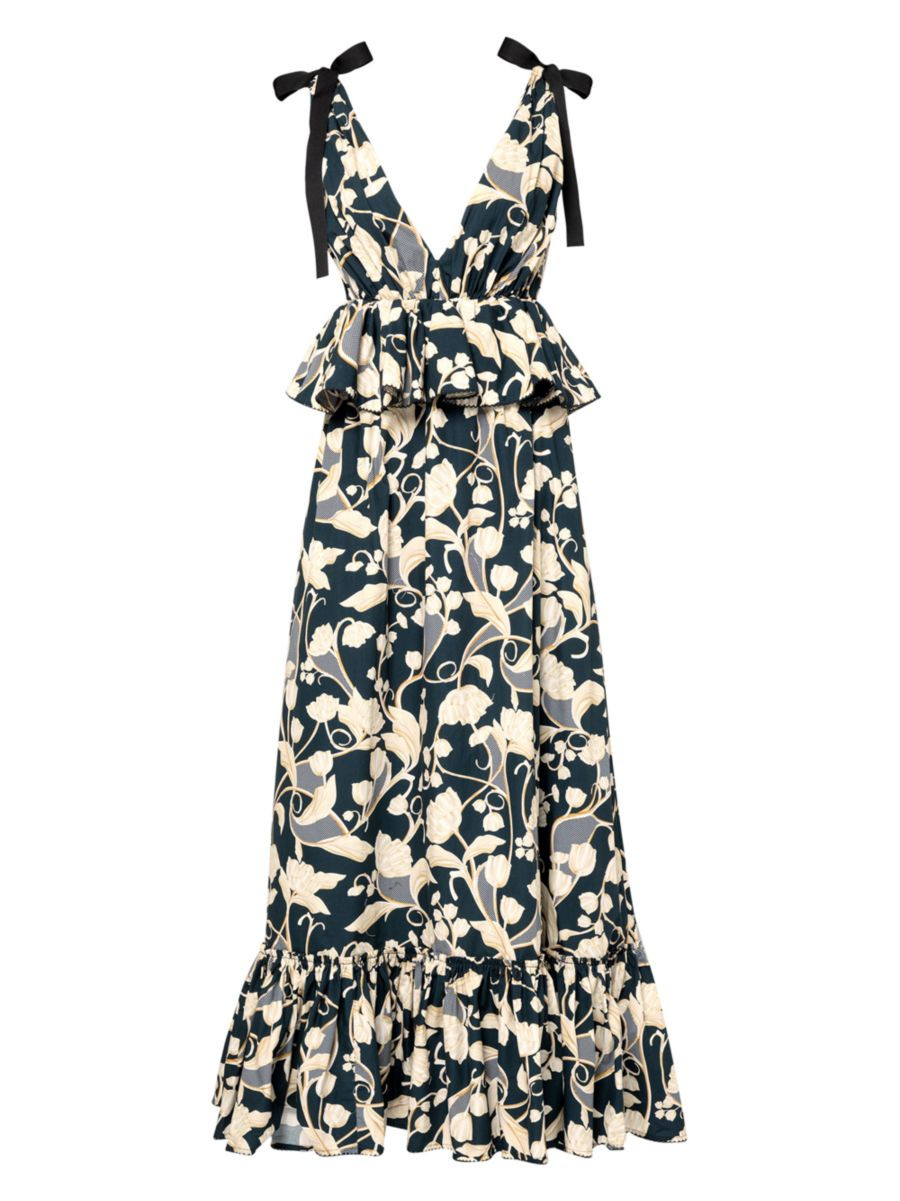 Shop Agua by Agua Bendita Infinito Perla Floral Cotton Maxi Dress | Saks Fifth Avenue | Saks Fifth Avenue
