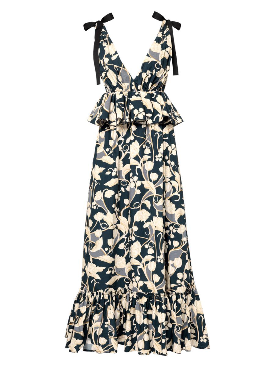 Shop Agua by Agua Bendita Infinito Perla Floral Cotton Maxi Dress | Saks Fifth Avenue | Saks Fifth Avenue