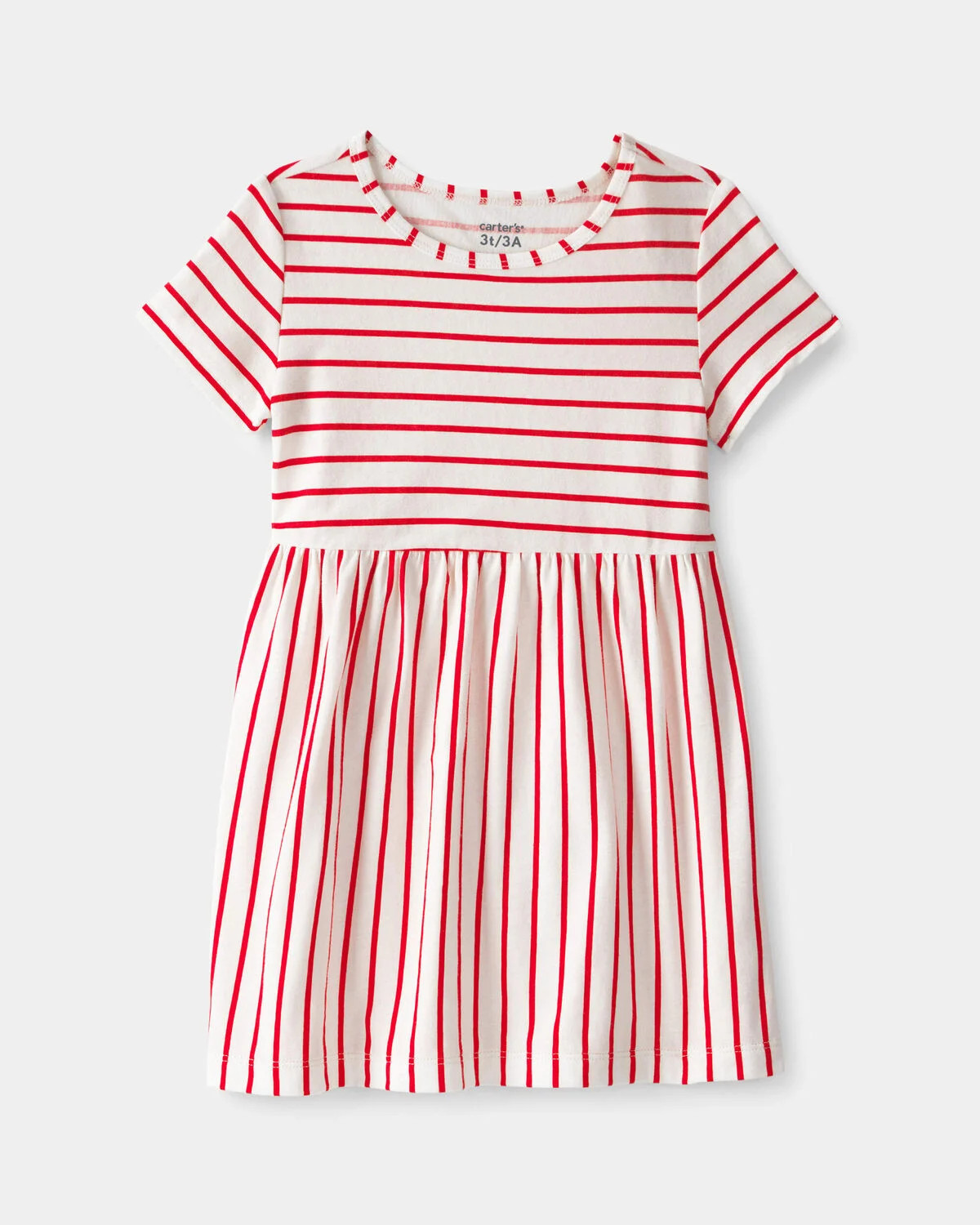 Toddler Girl Striped Short-Sleeve Dress - Red/Ivory | Carter's Inc
