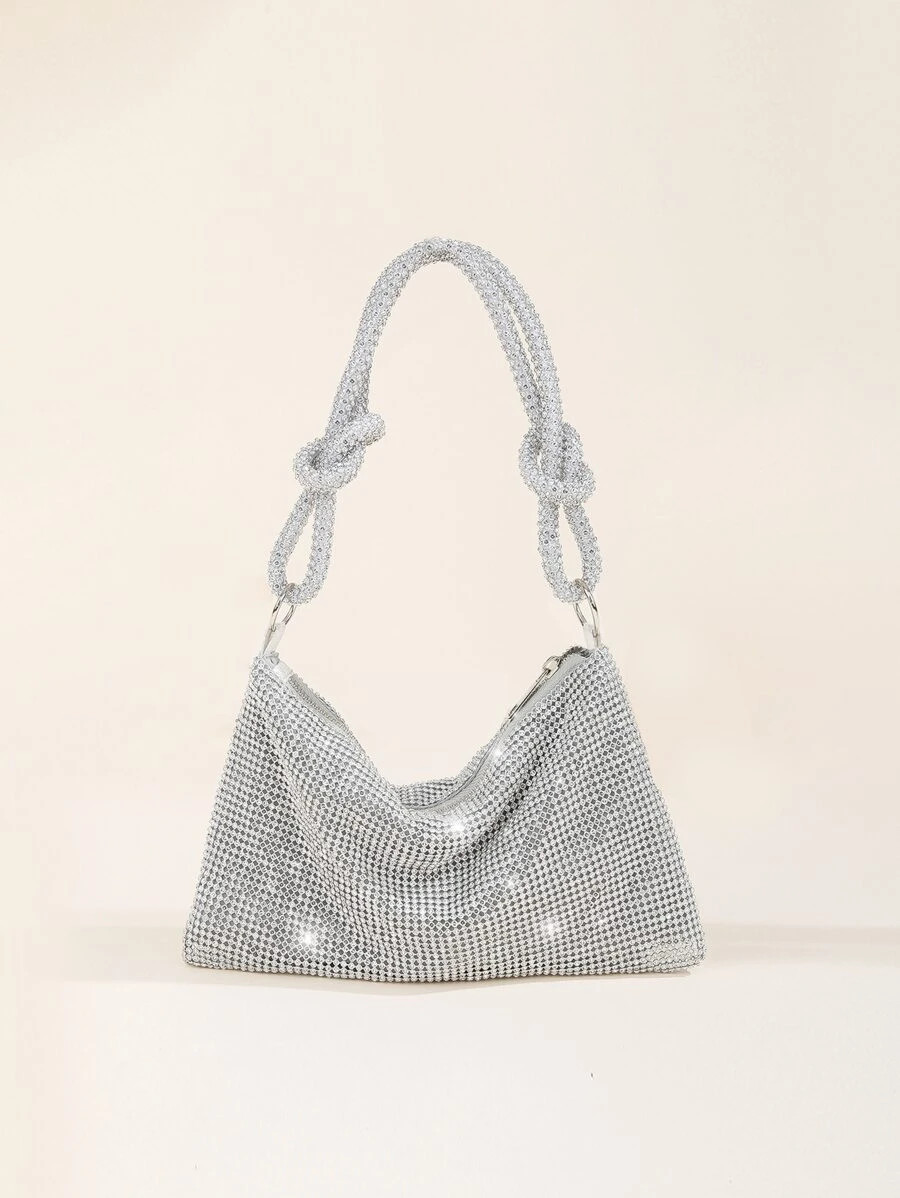 Rhinestone Decor Knot Detail Evening Bag | SHEIN