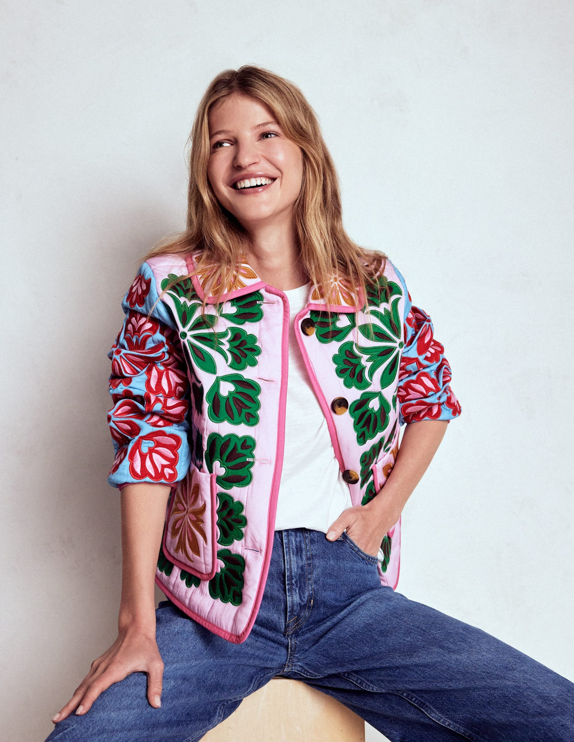Fitzrovia Embroidered Jacket-Multi Applique | Boden (US)