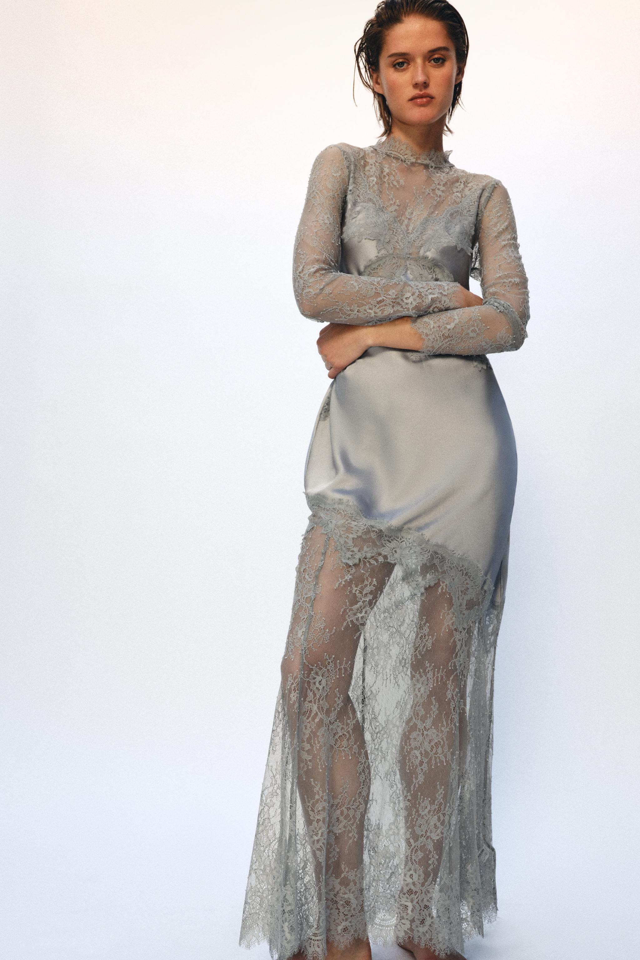 ZW COLLECTION SATIN LACE DRESS | Zara UK