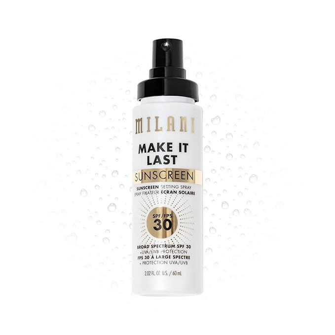 Milani Sunscreen Setting Spray + Primer, Make It Last Sunscreen for Face- SPF 30 UVA & UVB Protec... | Amazon (US)