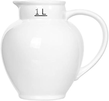 Red Co. Vintage Farmhouse White Ceramic Pitcher for Kitchen or Decor - 1 Liter Capacity | Amazon (US)
