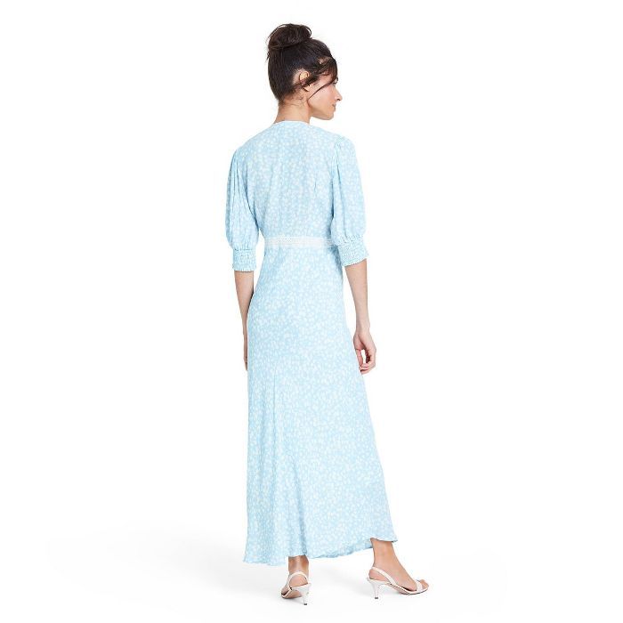 Floral Puff Sleeve Lace Inset Swing Dress - RIXO for Target Blue | Target