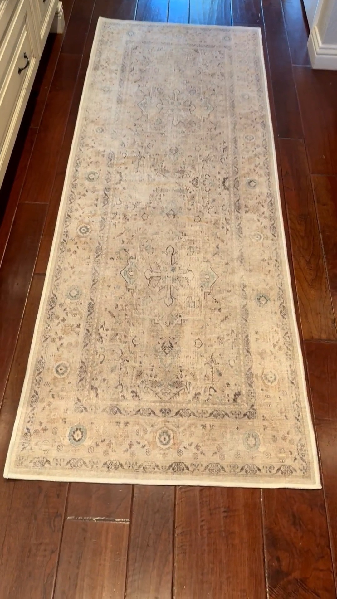 I have always dreamed of having a light colored traditional rug in my kitchen, but with a high traffic area in front of my stove, every rug I ever tried ended up stained and looking worn within months. That all changed when I found the perfect washable rubber!

A year and a half later and this beauty still looks just as gorgeous as the day it arrived. When it needs cleaning I just toss it in the washing machine – yes, really! – and it comes out looking brand new every single time.
#washablerug #kitchenrunner #washablerunner #kitchenrug

#LTKHome