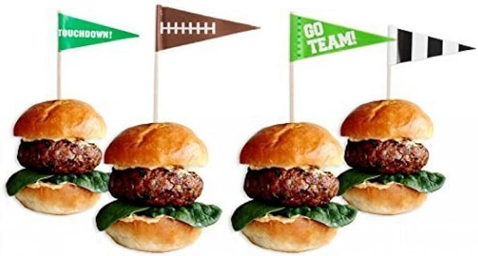Multicolor Football Flag Wooden Food Picks - 2.5", 36 Pieces - Perfect for Game Day, Sports Parti... | Amazon (US)