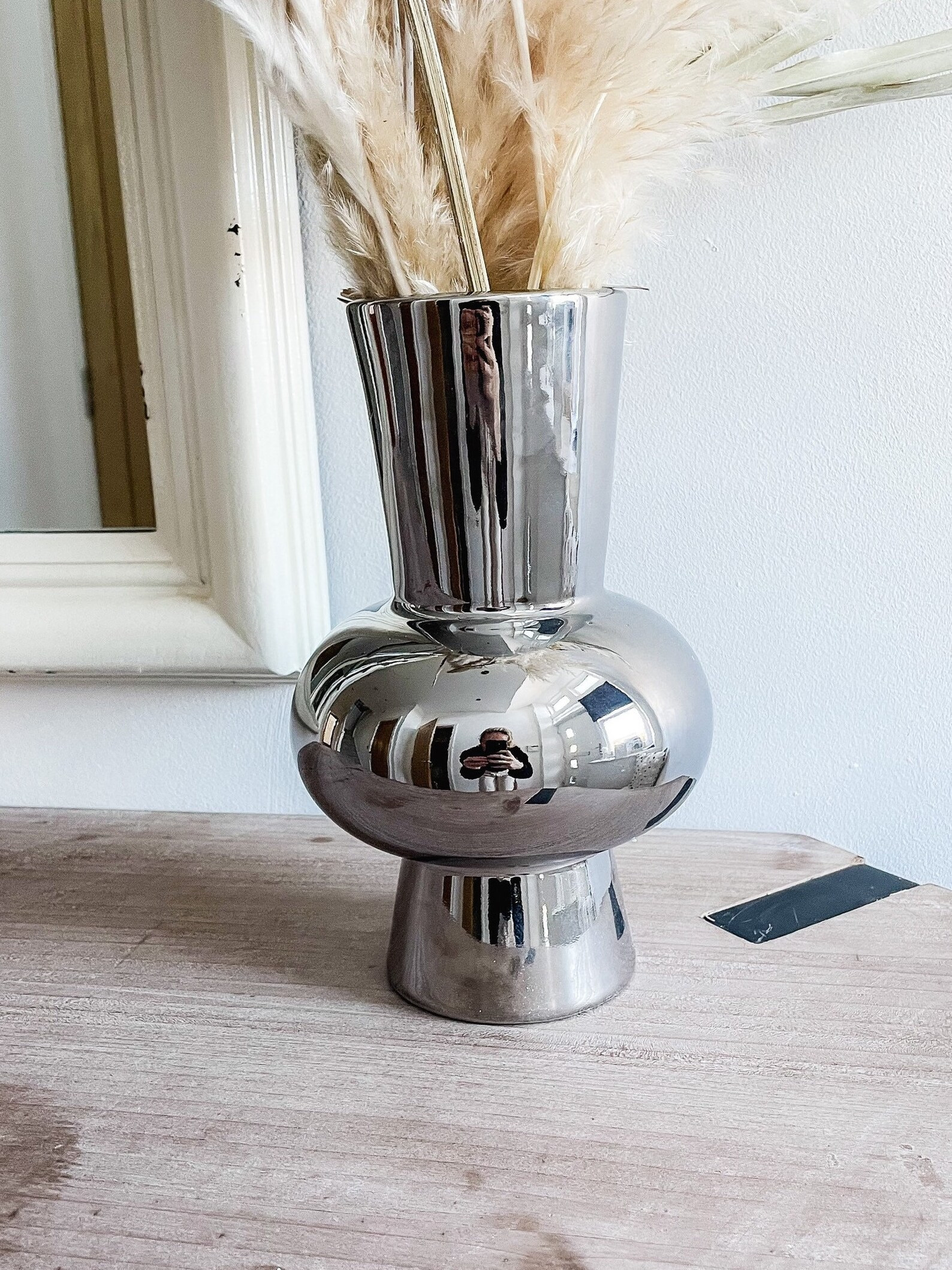 Silver Nordic Vase in the UK, Ceramic Nordic Style Flower Vase, Tall Silver Vase for Dried Flower... | Etsy (US)