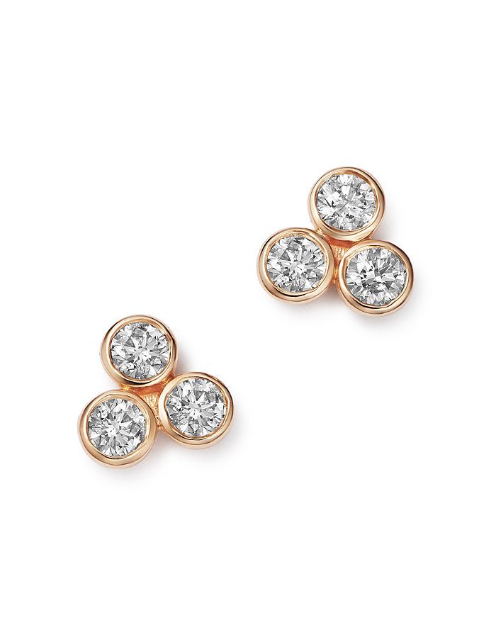 Diamond Three Stone Stud Earrings in 14K Rose Gold, 0.30 ct. t.w. - 100% Exclusive | Bloomingdale's (US)