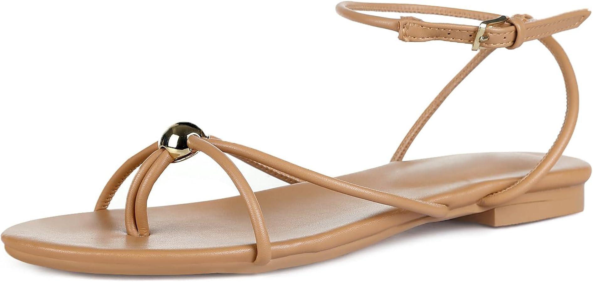 Strappy Flat Sandals for Women Comfortable Open Toe Ankle Strap Thong Sandals Summer Beach Dressy... | Amazon (US)