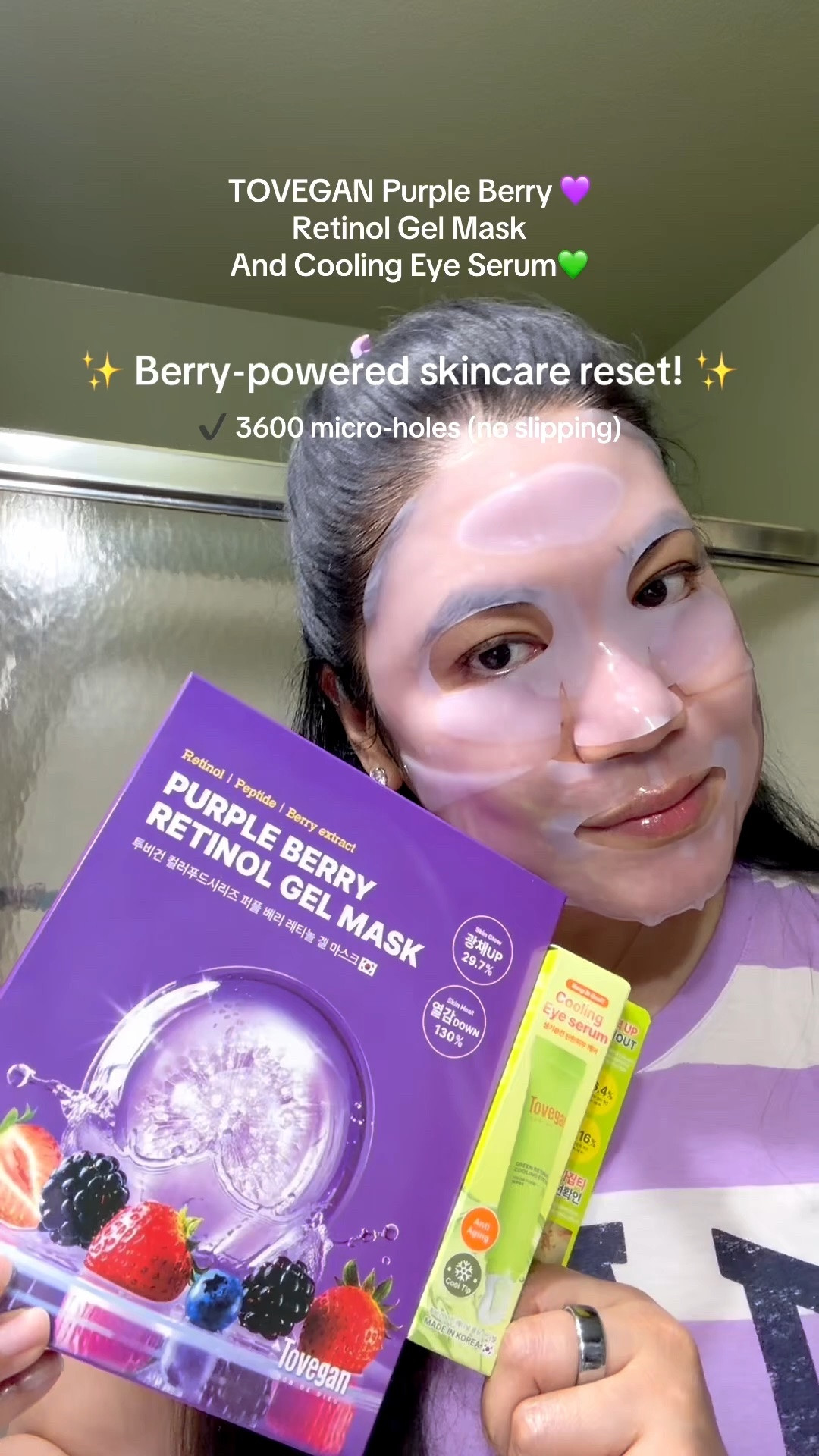 TOVEGAN Purple Berry Retinol Gel Mask
And Cooling Eye Serum
@Tovegan
✨ Berry-powered skincare reset! ✨
✨ soothing care
✨ hydration & skin balance
✨ night routine → glow morning skin
Treat your skin to the TOVEGAN Purple Berry Retinol Gel Mask and Cooling Eye Serum for a refreshed, radiant glow. 💜
💧 How to Use the Cooling Eye Serum:
• Apply a small amount around the eye area after cleansing and toning.
• Gently tap with your fingertips until fully absorbed.
• Use morning and night for a cooling, depuffing effect.
🍇 How to Use the Purple Berry Retinol Gel Mask:
• Apply an even layer to clean, dry skin, avoiding the eye area.
• Leave on as directed, then rinse or follow product instructions.
• Use in your evening skincare routine and follow with moisturizer.
Wake up to smoother, brighter-looking skin! ✨
#TOVEGAN #PurpleBerryRetinolGelMask #CoolingEyeSerum #RetinolSkincare #KBeauty #madammmstyleicon #mmstyleiconkbeauty #KoreanSkincare #SkincareRoutine #GlowingSkin #GlassSkin #AntiAgingSkincare #EyeSerum #SkincareTips #BeautyTok #TikTokMadeMeBuyIt #SkincareReview #NightRoutine #SelfCareRoutine #HealthySkin #SkinCareProducts #ViralBeauty

#LTKBeauty #LTKmorningroutine #LTKgrwm