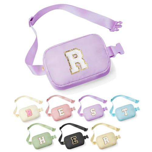 YOOLIFE Initial Belt Bag - Women's Crossbody Bags, Fanny Pack, Purple Monogrammed Everywhere Belt Bag | Amazon (US)