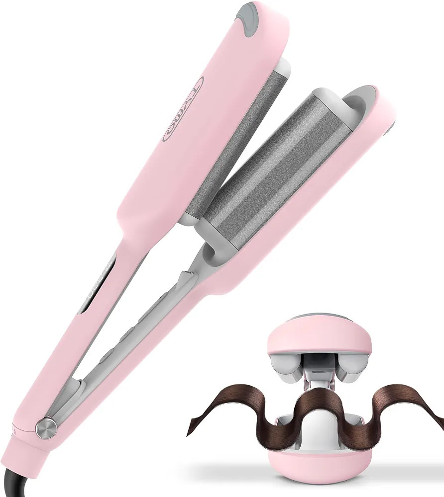 Curling Iron Hair Crimper Waver - TYMO ROVY Beach Waves Curling Wand, Ionic Deep Waver Hair Curle... | Amazon (US)