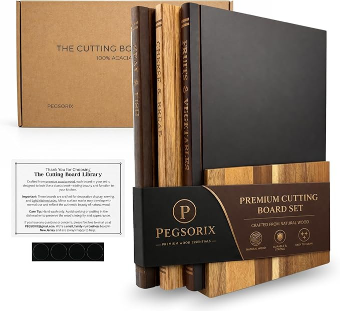 The Cutting Board Library™ (Original Design) | Decorative Kitchen Board Collection Bundle with ... | Amazon (US)