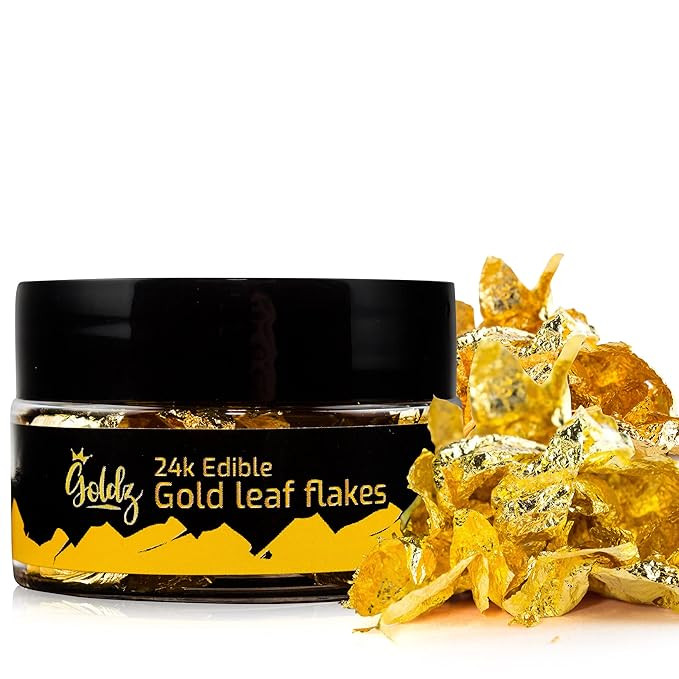 goldz 24K Edible Genuine Gold Leaf Flakes 30mg, Genuine Gold Leaf for Cooking, Cakes & Chocolates... | Amazon (US)