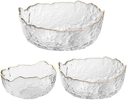 OBR KING Glass Salad Bowls Set of 3 Phnom Penh Mixing Bowls Irregular Shape Serving Bowls for Kit... | Amazon (US)