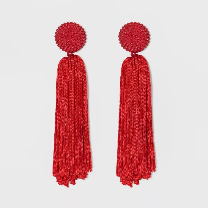 SUGARFIX by BaubleBar Beaded Studs Tassel Drop Earrings - Red | Target