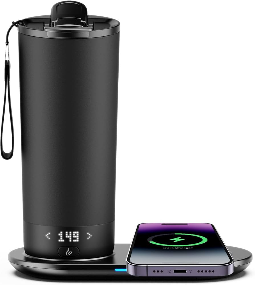 Temperature Control Heated Travel Mug Smart Self Heating Coffee Mug 20 Oz App Controlled LED Disp... | Amazon (US)
