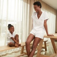 Classic Heart-Print Jersey Shortie Pyjama Set, Ivory, XS | The White Company (UK)