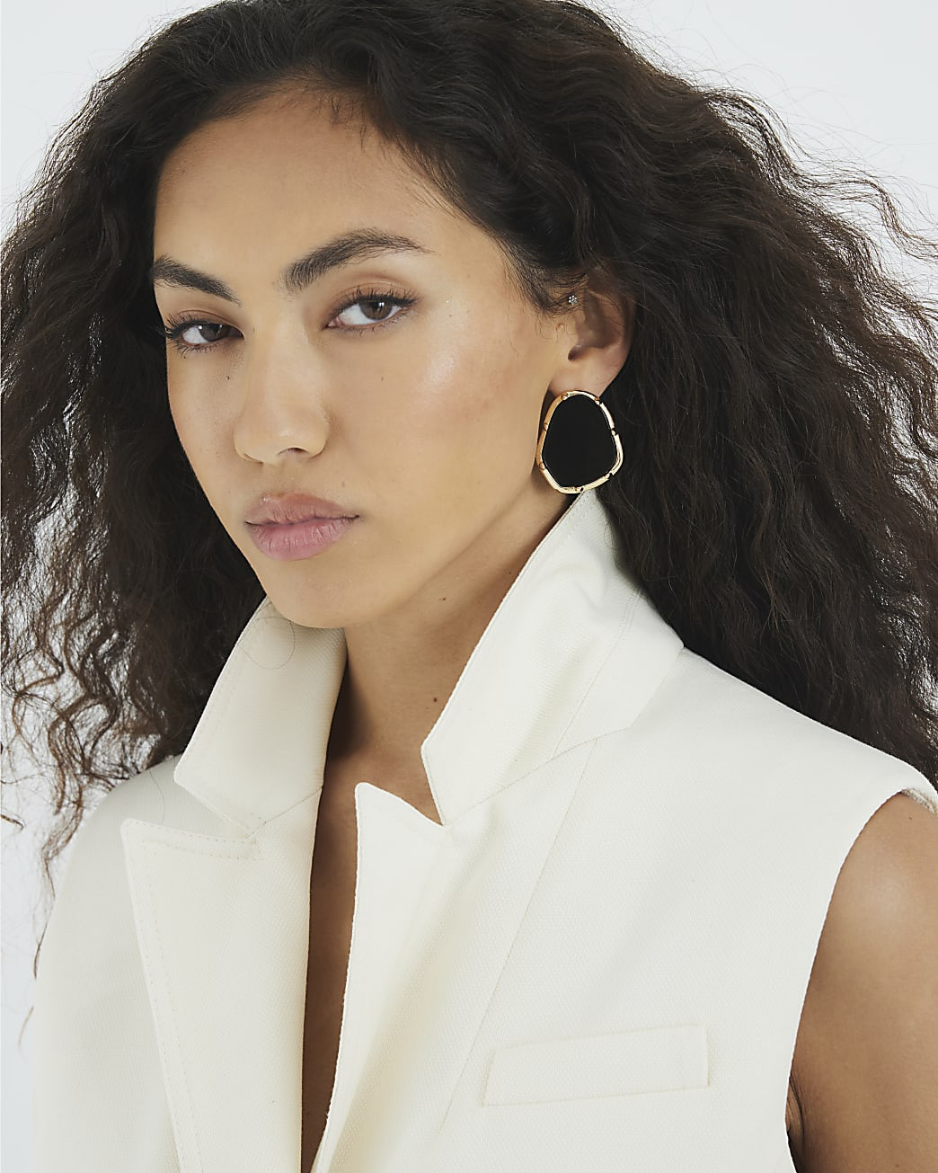 Black Large Stone Stud Earrings | River Island UK & IE