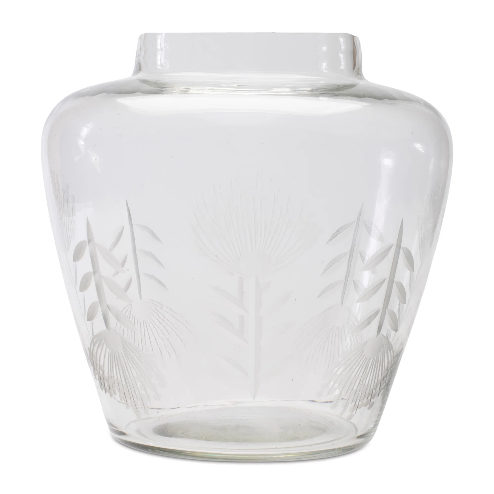 Etched Soda Lime Glass Urn Vase 6.5"D | Wayfair North America