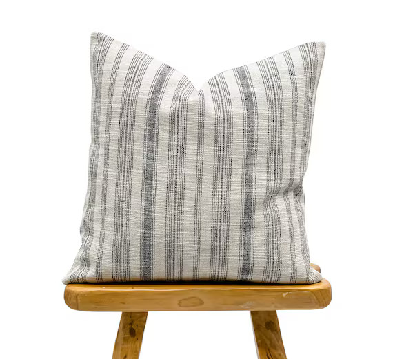 Back and Tan Stripe Pillow Cover 22x22 Boho Woven Pillow | Etsy | Etsy (US)