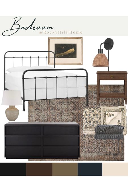 Modern Country Bedroom Design, guest room, primary bedroom, affordable bed, metal bed, black dresser, plugin sconce, hand block printed quilt

#LTKstyletip #LTKhome