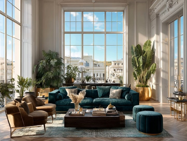 European luxury home décor with a modern Tuscany influence—this space is where Art Deco elegance meets contemporary high-rise living. Rich velvet sofas, warm brown accents (the most talked-about color trend for 2026), a dark wood coffee table, sculptural side tables, and statement greenery create a hotel-luxe living room that feels both glamorous and grounded.

This look proves that old-world European style translates beautifully into modern apartments, penthouses, and city living. Layered textures, timeless silhouettes, and trending warm neutrals make this a perfect example of elevated luxury interior design done right.

#EuropeanLuxuryDecor #ModernLuxuryHome #ArtDecoInteriors #HotelLuxeStyle #HighRiseLiving #Penthouseliving #VelvetSofa #LuxuryLivingRoom #InteriorDesignTrends #2026HomeTrends #WarmNeutralDecor #DarkWoodFurniture #DesignerHome #TimelessInteriors #LuxuryHomeInspo 

 #LTKHome