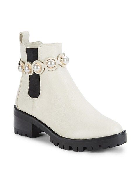 Karl Lagerfeld Paris Portia Embellished Leather Chelsea Boots on SALE | Saks OFF 5TH | Saks Fifth Avenue OFF 5TH