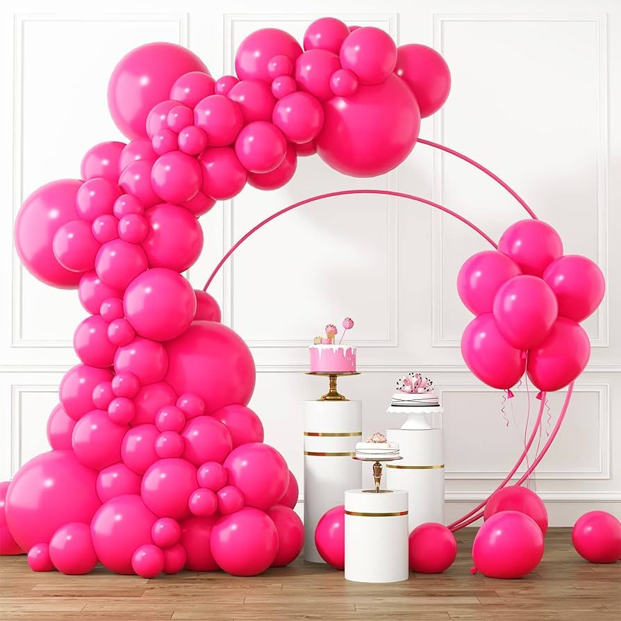 RUBFAC Hot Pink Balloons Different Sizes 105pcs 5/10/12/18 Inch for Garland Arch, Latex Party Bal... | Amazon (US)