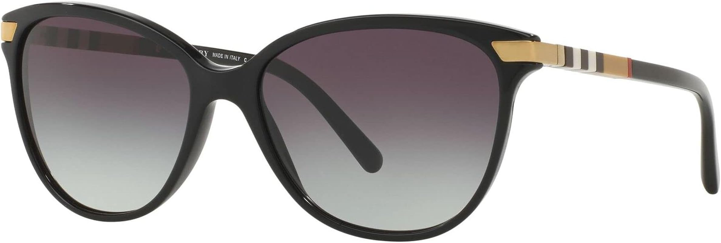 BURBERRY BE 4216 30018G Black Plastic Cat-eye Sunglasses Grey Gradient Lens | Amazon (US)