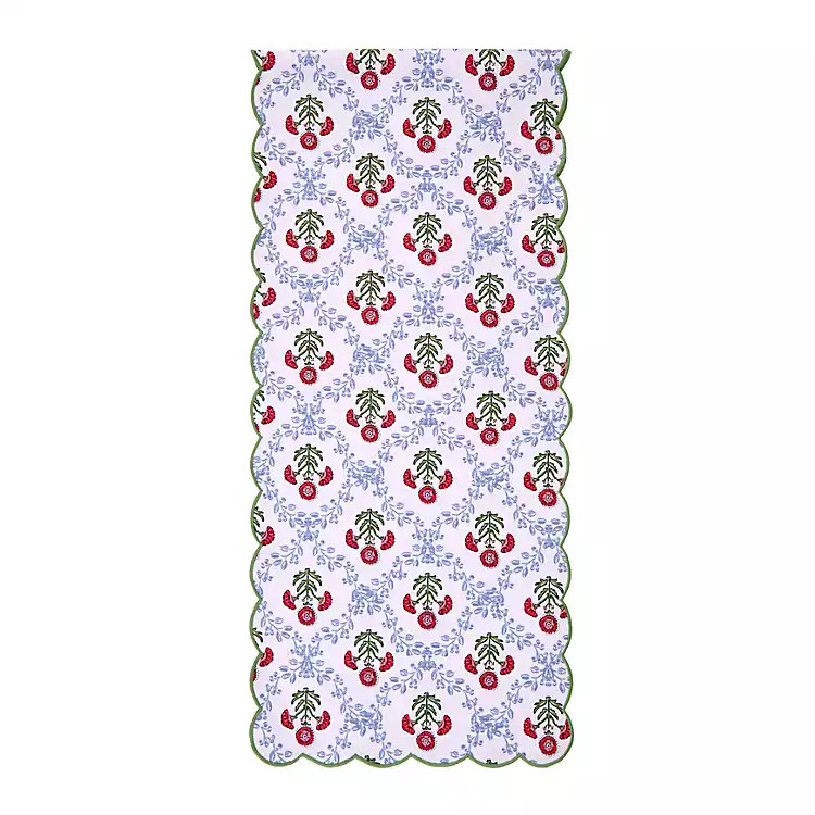 Floral Block Print Scalloped Table Runner | Kirklands