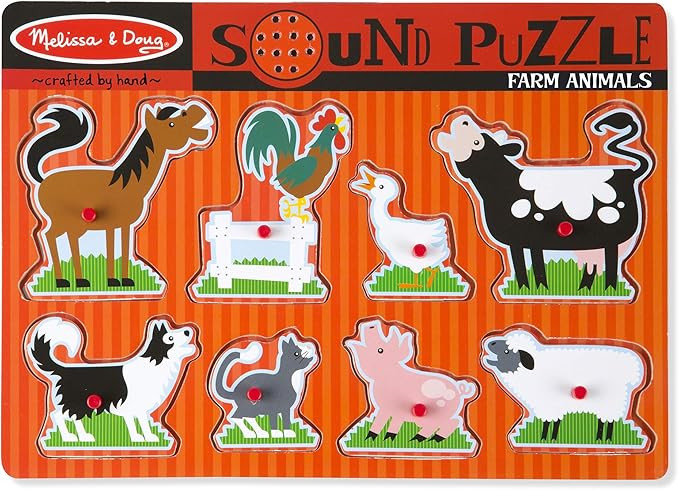 Melissa & Doug Farm Animals Sound Puzzle - Wooden Peg Puzzle With Sound Effects (8 pcs) | Amazon (US)