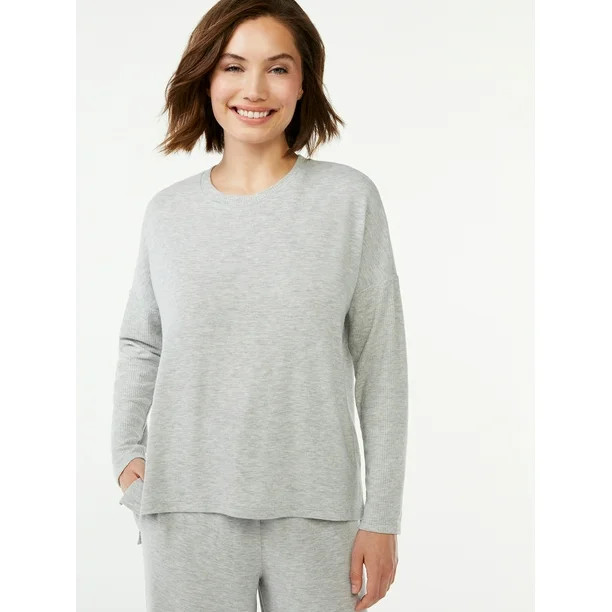 Joyspun Women's Long Sleeve Sleep Top, Sizes up to 3X - Walmart.com | Walmart (US)