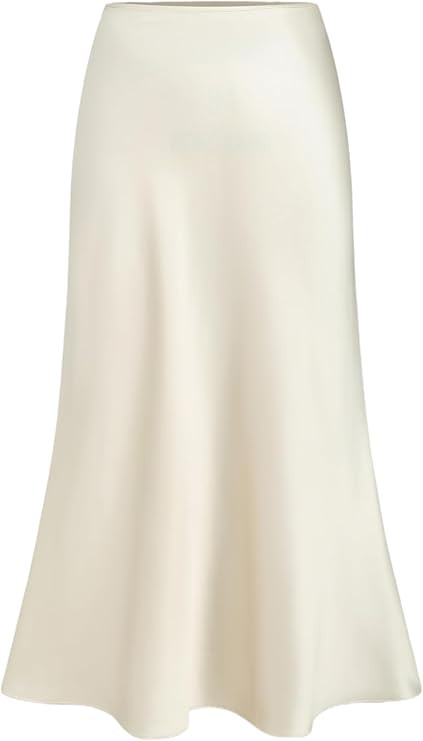 CIDER Satin Solid Ruffle Long Skirt | Amazon (US)
