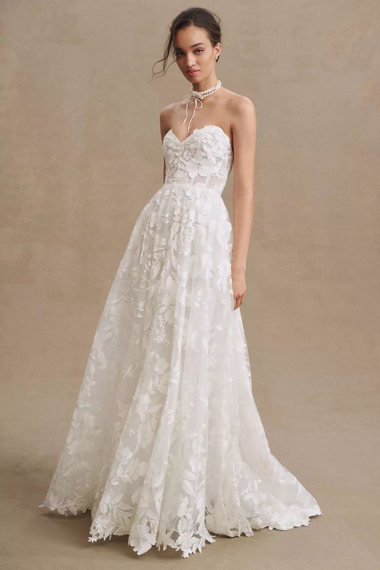 Jenny Yoo Madeline Corset A-Line Strapless Lace Wedding Gown | Anthropologie (US)