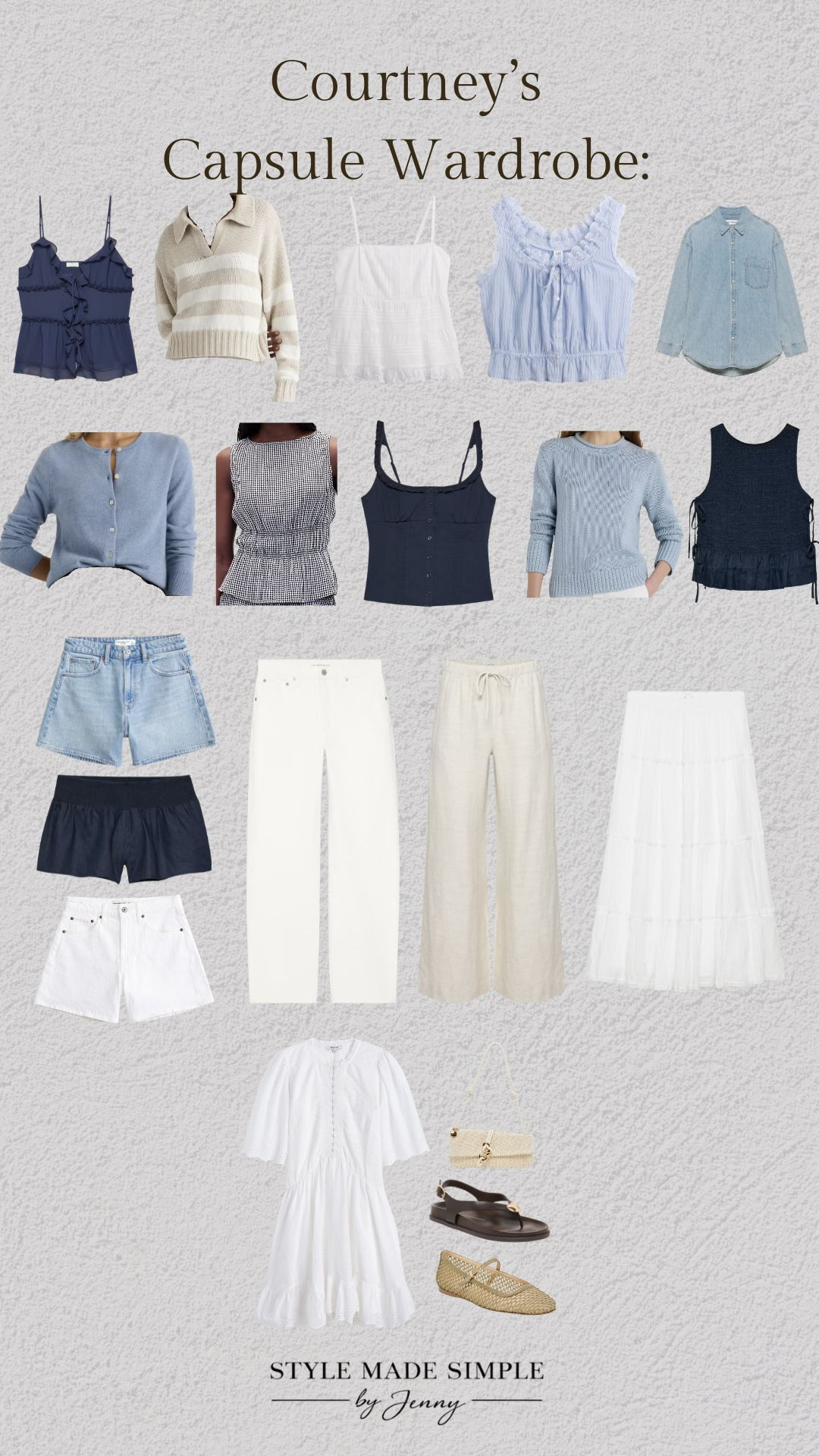 A custom capsule wardrobe for a Newport bachelorette weekend 🤍

Effortless coastal pieces that feel relaxed, timeless, and chic enough for sunset sailboat cruises, dinners on the water, polo matches, beach walks, and slow mornings by the coast…but versatile enough to rewear long after the trip is over.

Think soft blues, breezy neutrals, feminine textures, and elevated casual pieces that make getting dressed feel effortless.


book your custom capsule wardrobe here: https://stylemadesimplebyjenny.com/


custom capsule wardrobe / Newport Rhode Island outfits / coastal chic outfits / bachelorette weekend outfits / summer capsule wardrobe / effortless chic style / coastal granddaughter aesthetic / old money summer outfits / sailboat outfits / beach vacation outfits / Castle Hill Inn outfits / East Coast summer style / neutral summer outfits / feminine summer fashion / timeless wardrobe staples 

 
