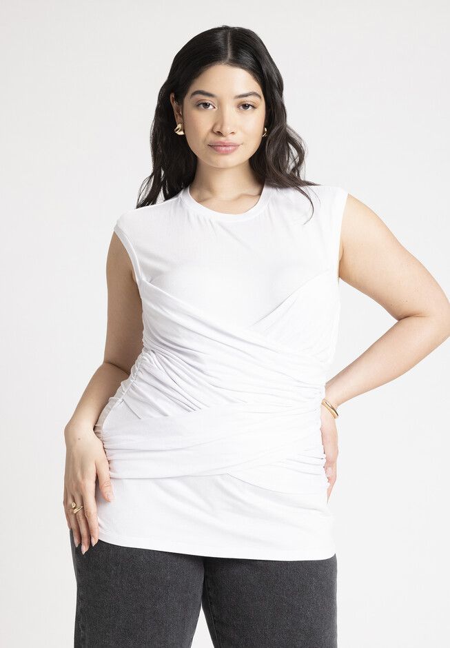 Ruched Overlay Detail Top | Eloquii