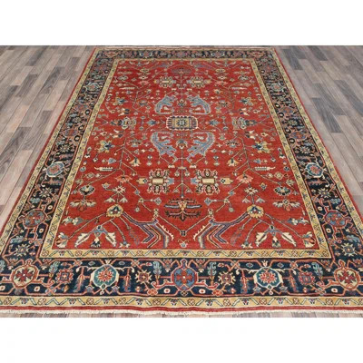Quinzio One-of-a-Kind 6'1" X 9'1" New Age Wool Area Rug Red | Wayfair North America