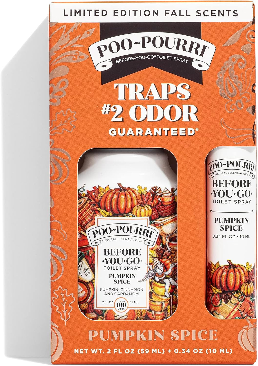 Poo-Pourri Toilet Spray, 2 Oz & 10 ml, Pumpkin Spice, 2 Count | Amazon (US)