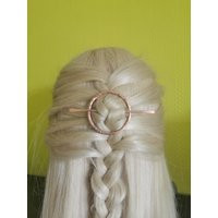 Round Hair Clip Of Brass Or Copper. Minimalist Long Holder, Barrette. The Holder Is Hand Forged, Country Style. Gift For Woman, Girl | Etsy (US)