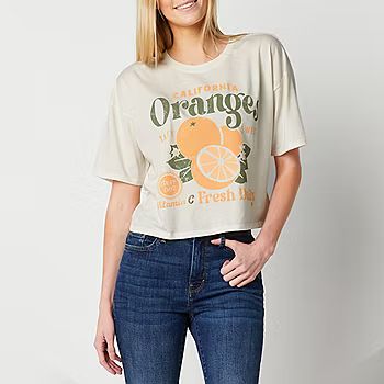 new!Juniors California Oranges Womens Crew Neck Short Sleeve Graphic T-Shirt | JCPenney