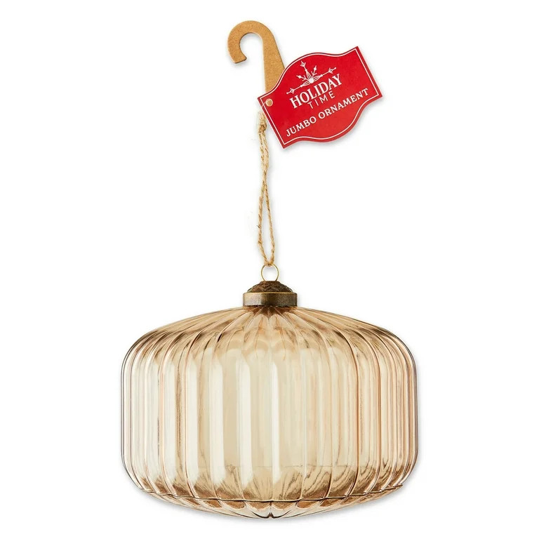 Light Brown Jumbo Ribbed Christmas Ornament, 4.5", by Holiday Time | Walmart (US)