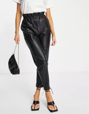 Miss Selfridge faux leather jogger trouser in black | ASOS | ASOS (Global)