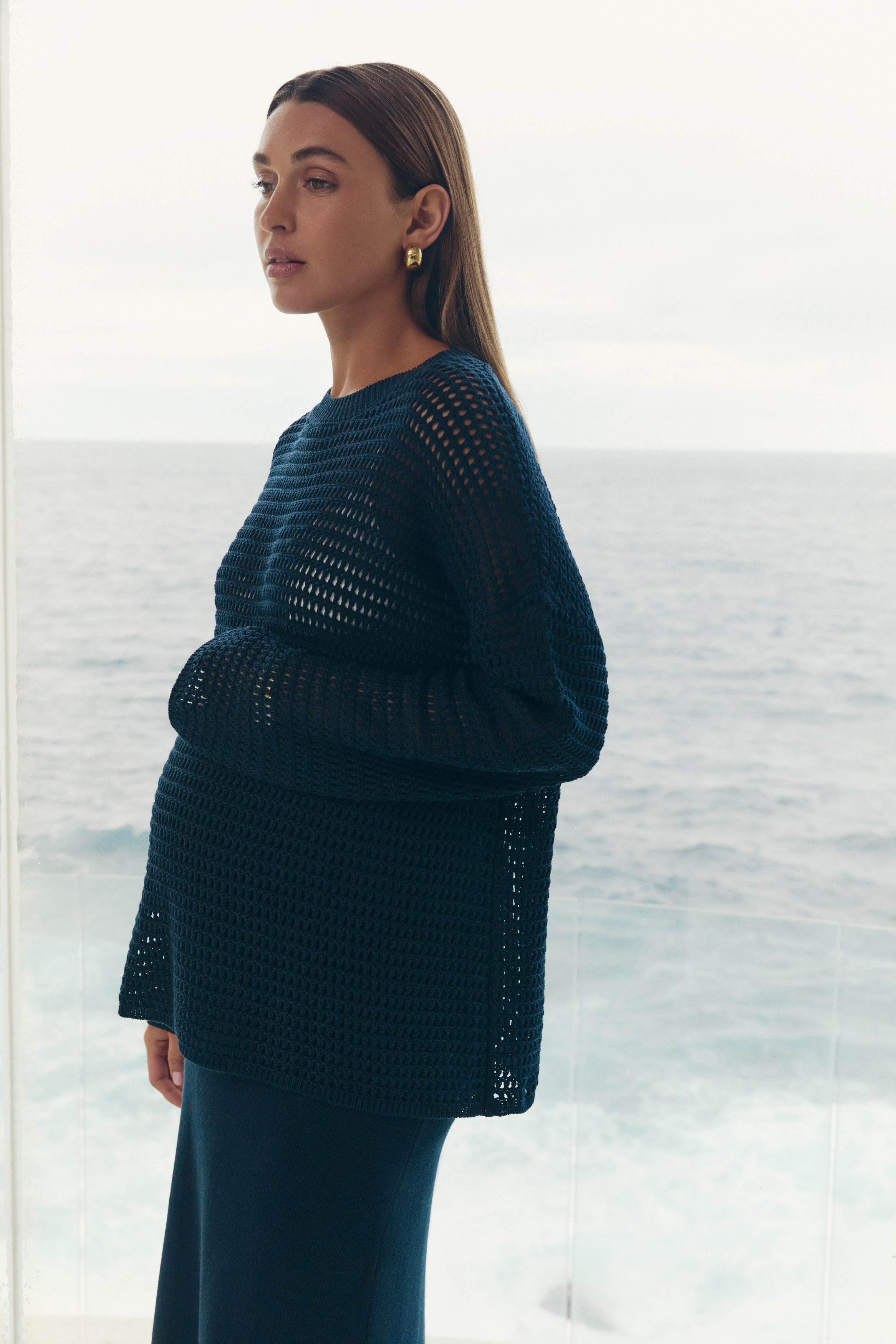 Linen Knit Jumper (Navy) | Legoe Heritage Maternity APAC